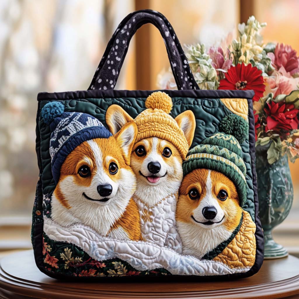 Snowy Smiles Quilted Tote Bag Dog Themed Gifts For Humans