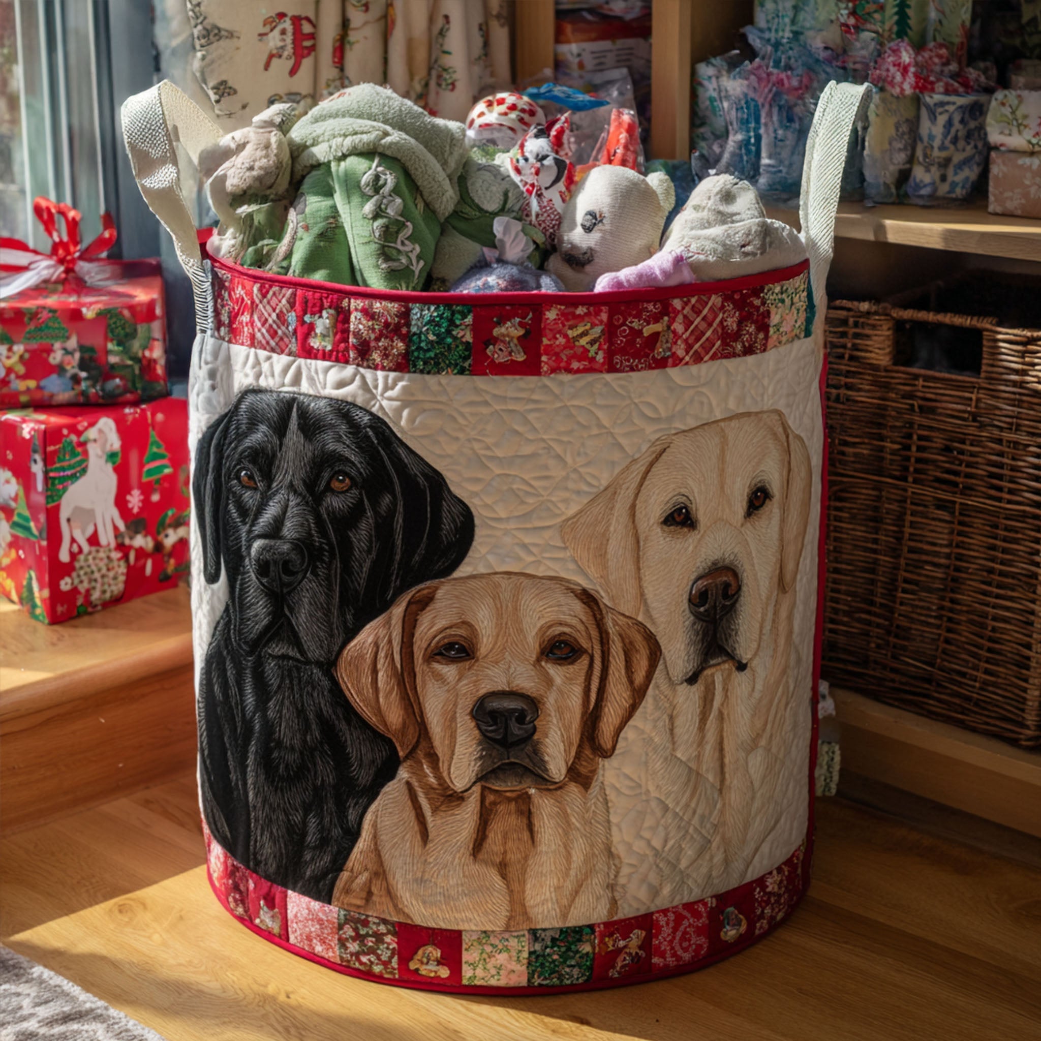 Snowy Snout Quilted Laundry Basket Winter Merch Essentials