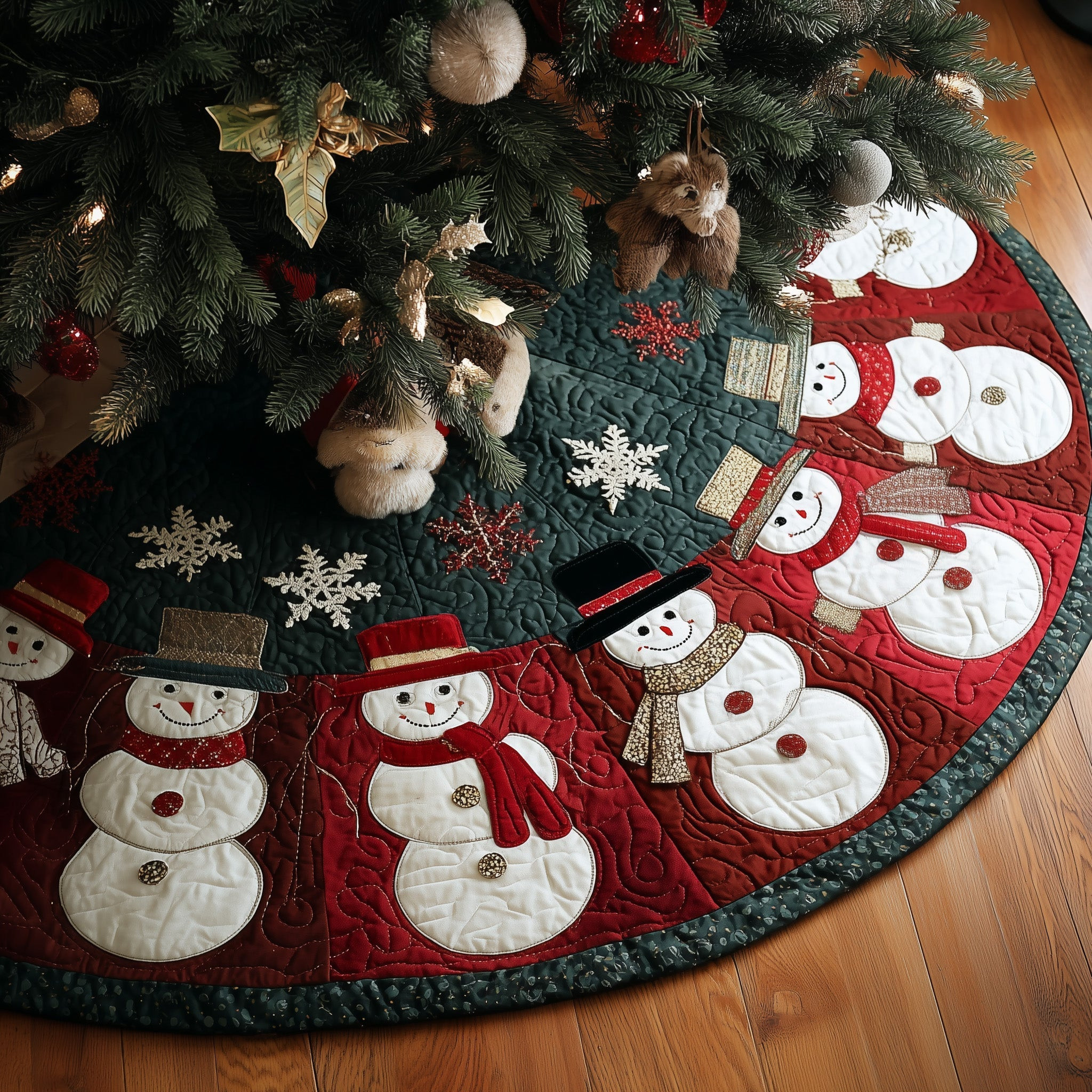 Snowy Spirit Quilted Tree Skirt Best Selling Home Decor Christmas Gifts For Snowman Lover