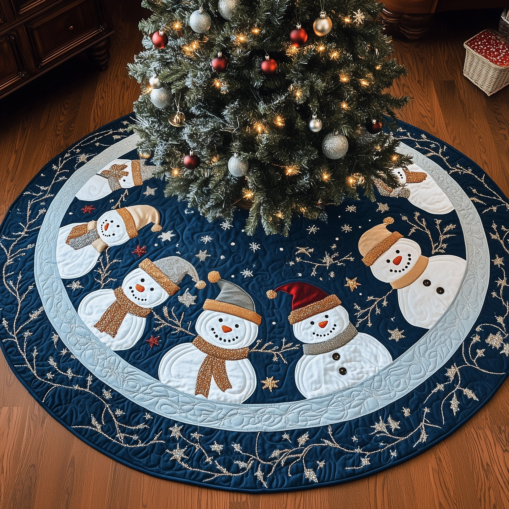 Snowy Spirit Quilted Tree Skirt Best Selling Home Decor Cool Gift For Christmas