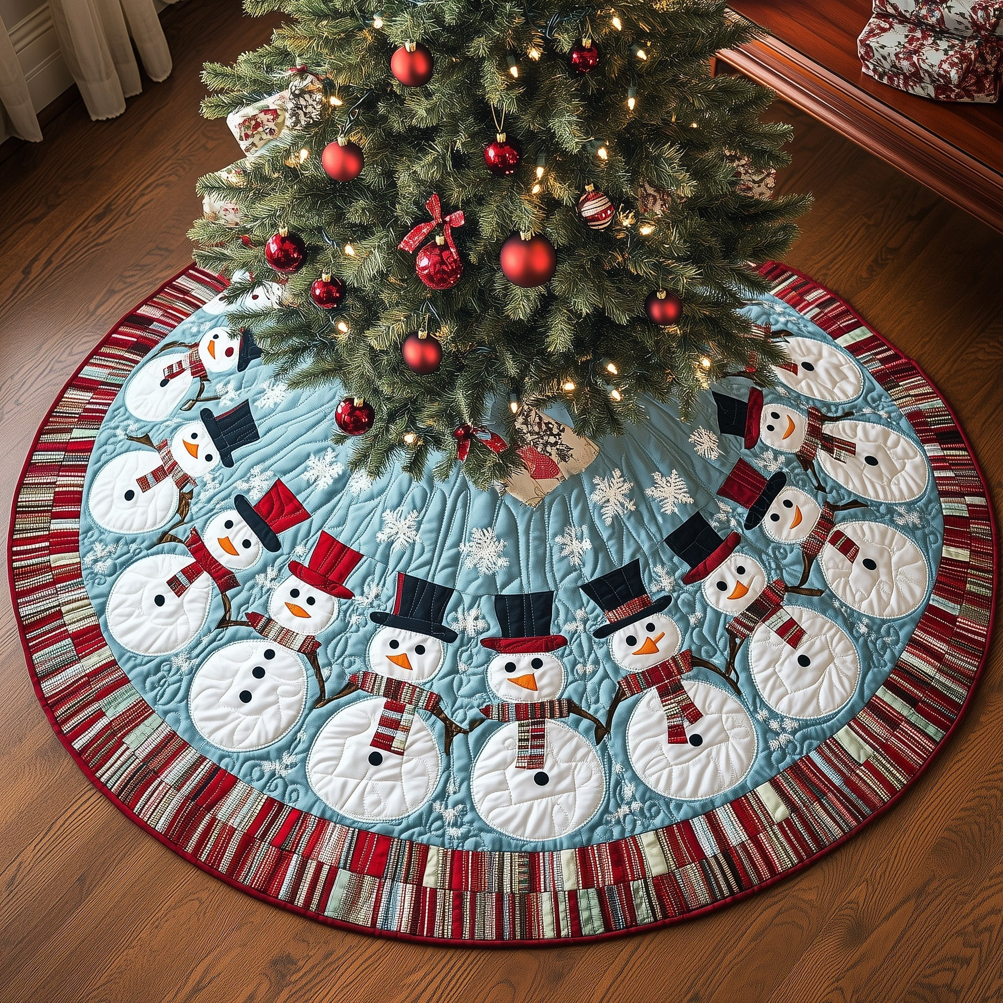 Snowy Spirit Quilted Tree Skirt Best Selling Home Decor Funny Christmas Gifts