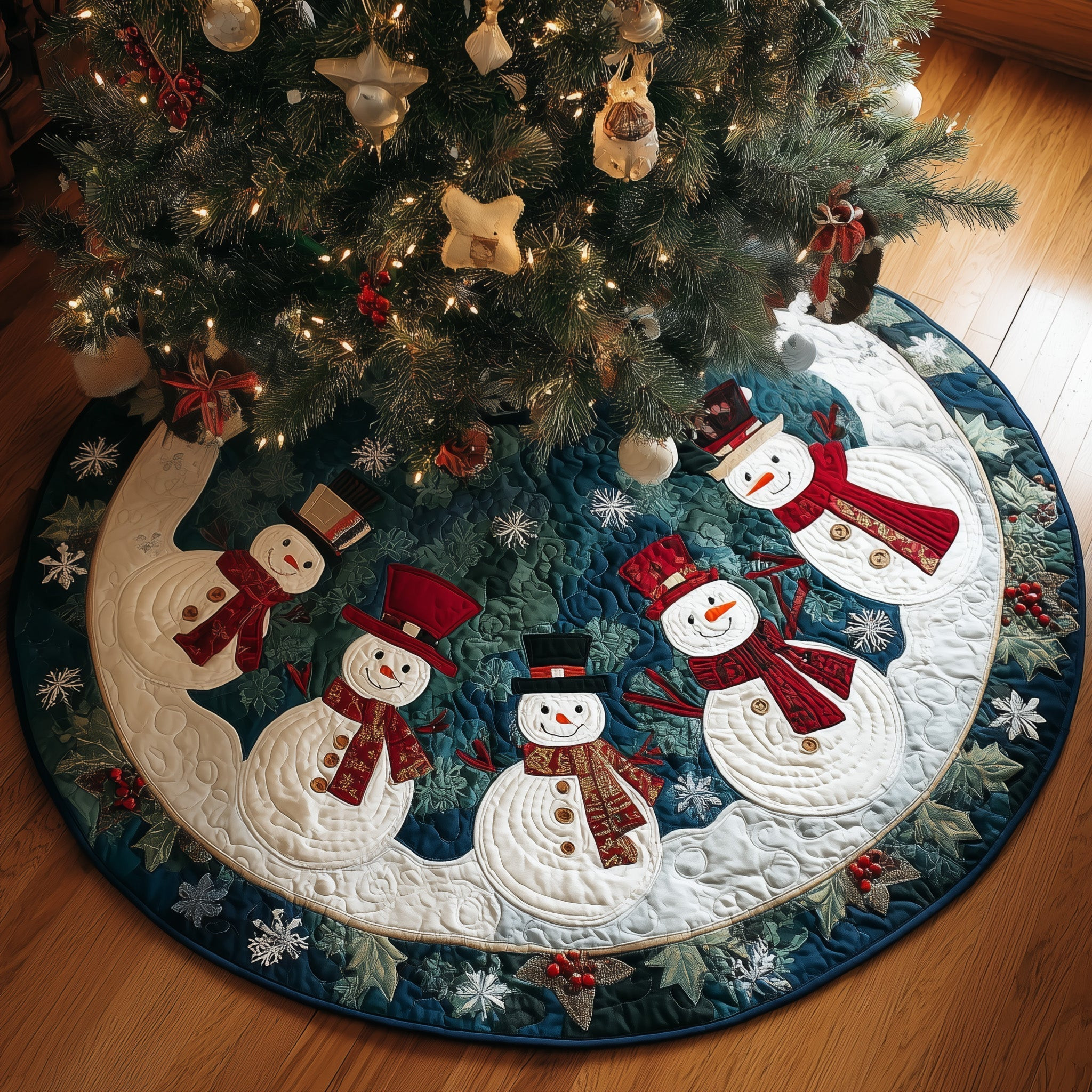 Snowy Spirit Quilted Tree Skirt Best Selling Home Decor Unique Christmas Gifts