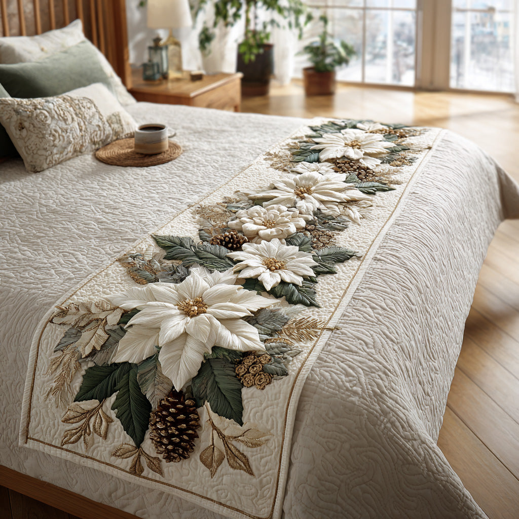 Snowy Splendor Quilted Bed Runner Christmas Bedding Ideas Family Xmas Presents