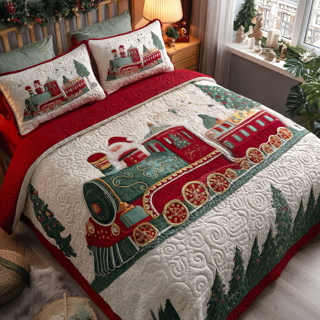 Snowy Spruce Line Quilted Bedding Set Holiday Duvet Cover Set Christmas Gifts For Coworkers