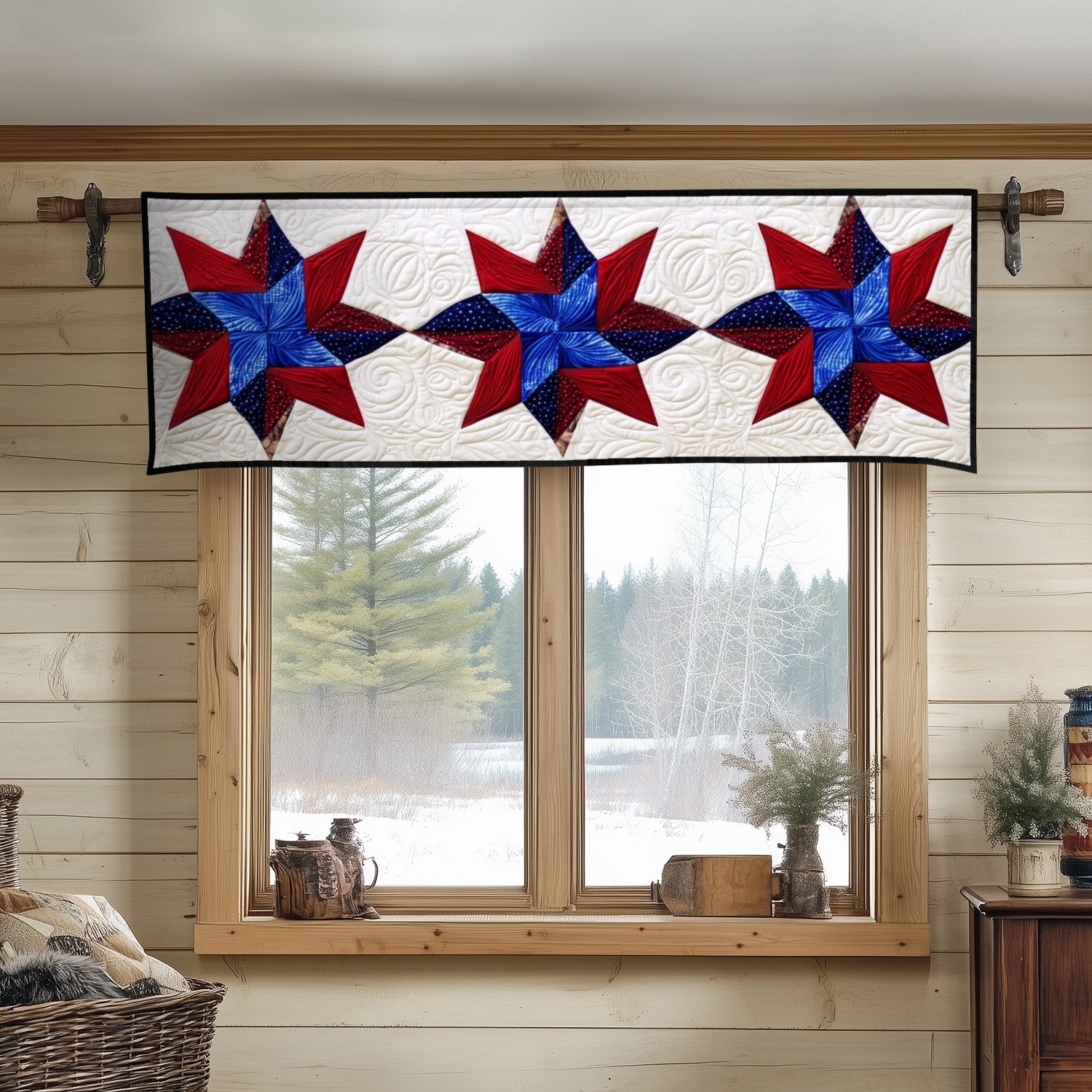 Snowy Stars Quilted Valance Handmade Quilted Valance Gifts For Dads Who Have Everything