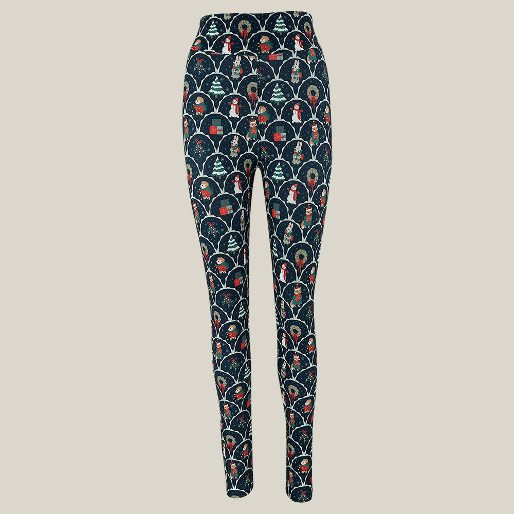 Snowy Stories Leggings Christmas Pattern Squat Proof Leggings Gift For Yoga