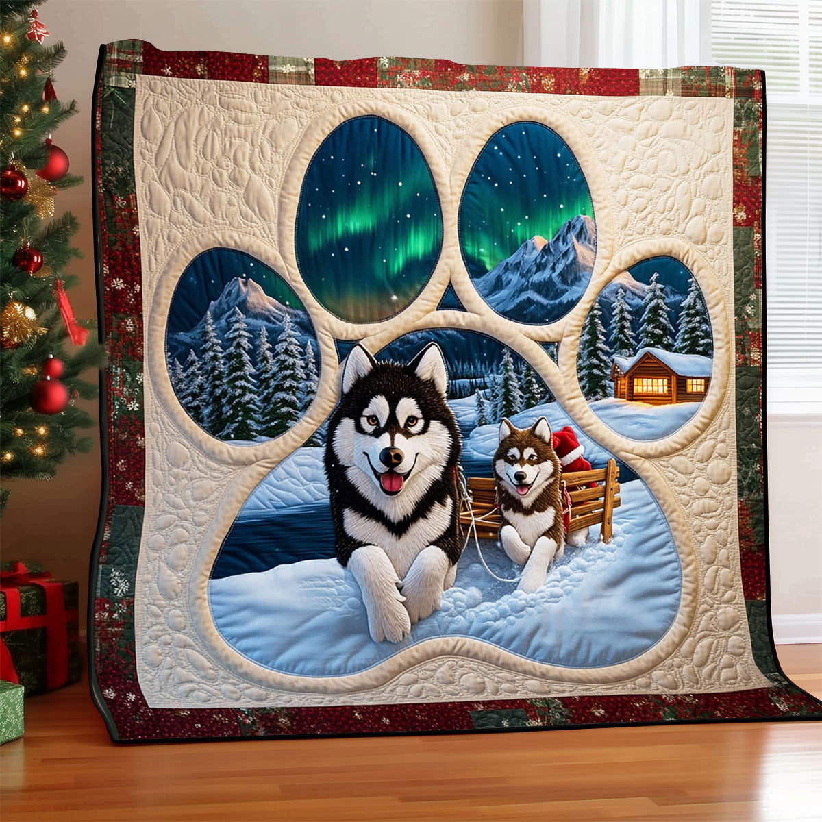 Snowy Tails Quilt Blanket Christmas Throws For Couch Christmas Presents For Dog Lovers