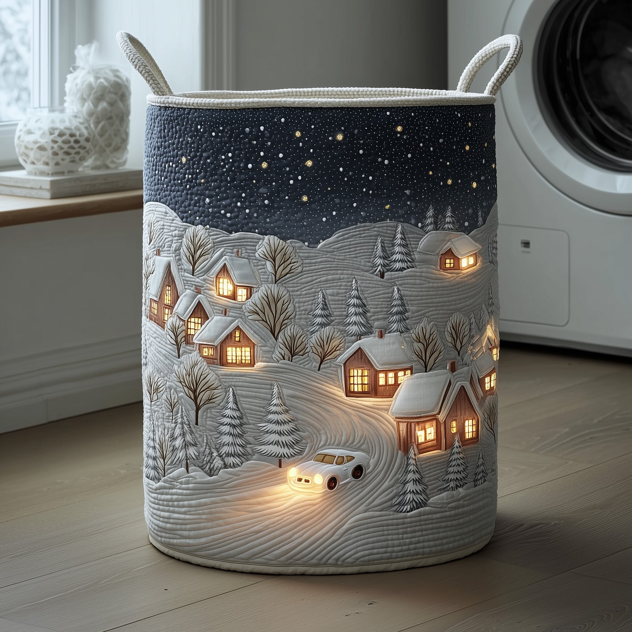 Snowy Town Quilted Laundry Basket Family To Family Christmas Gift Ideas