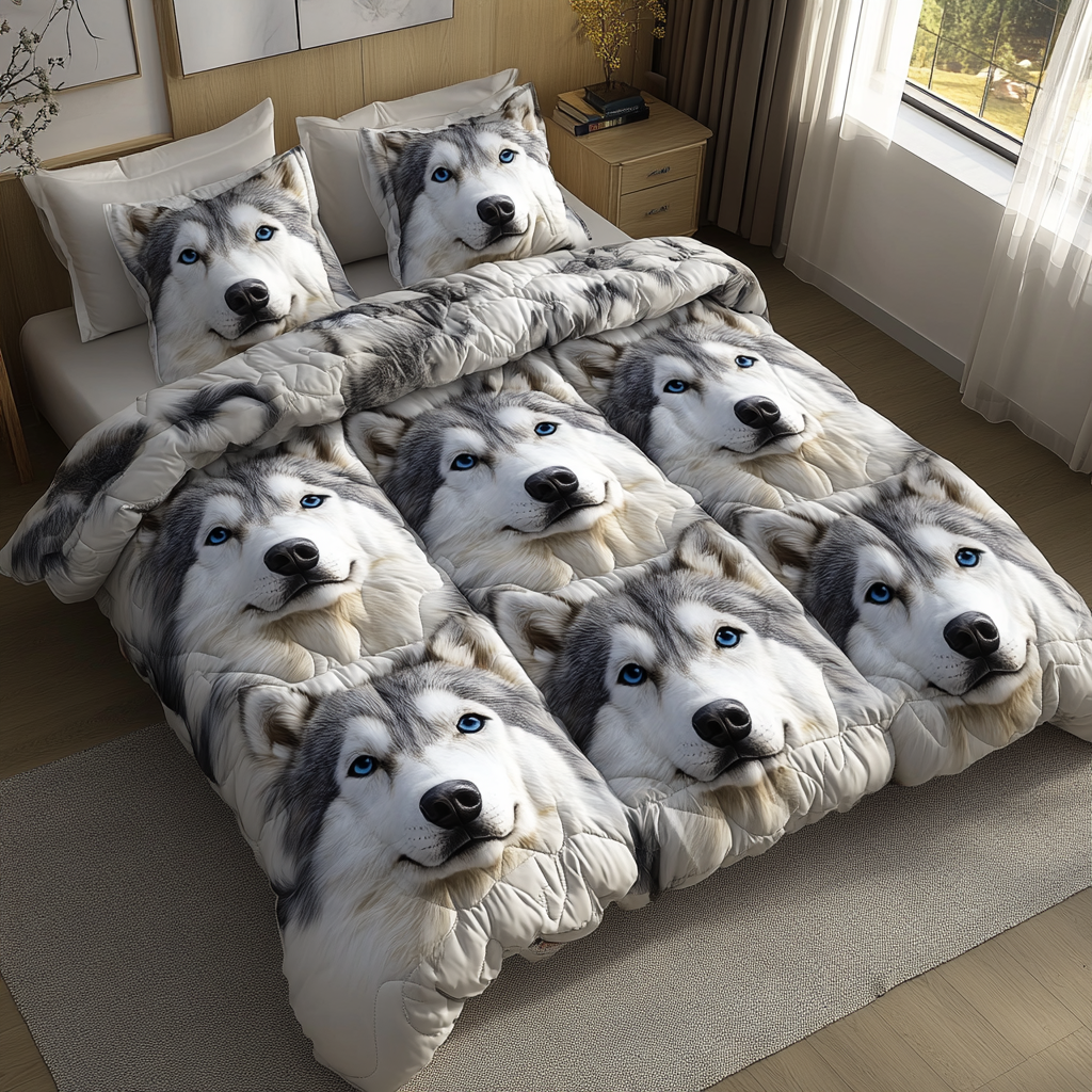 Snowy Trails Quilted Bedding Set Beautiful Bedding Merch Gift for a Peaceful Sleep