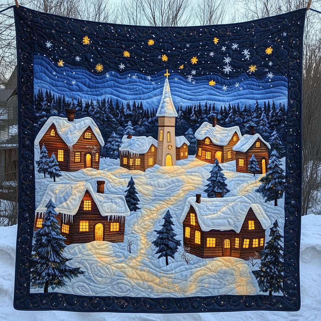 Snowy Village Quilt Blanket Cozy Bedroom Decor Christmas Gifts For Family