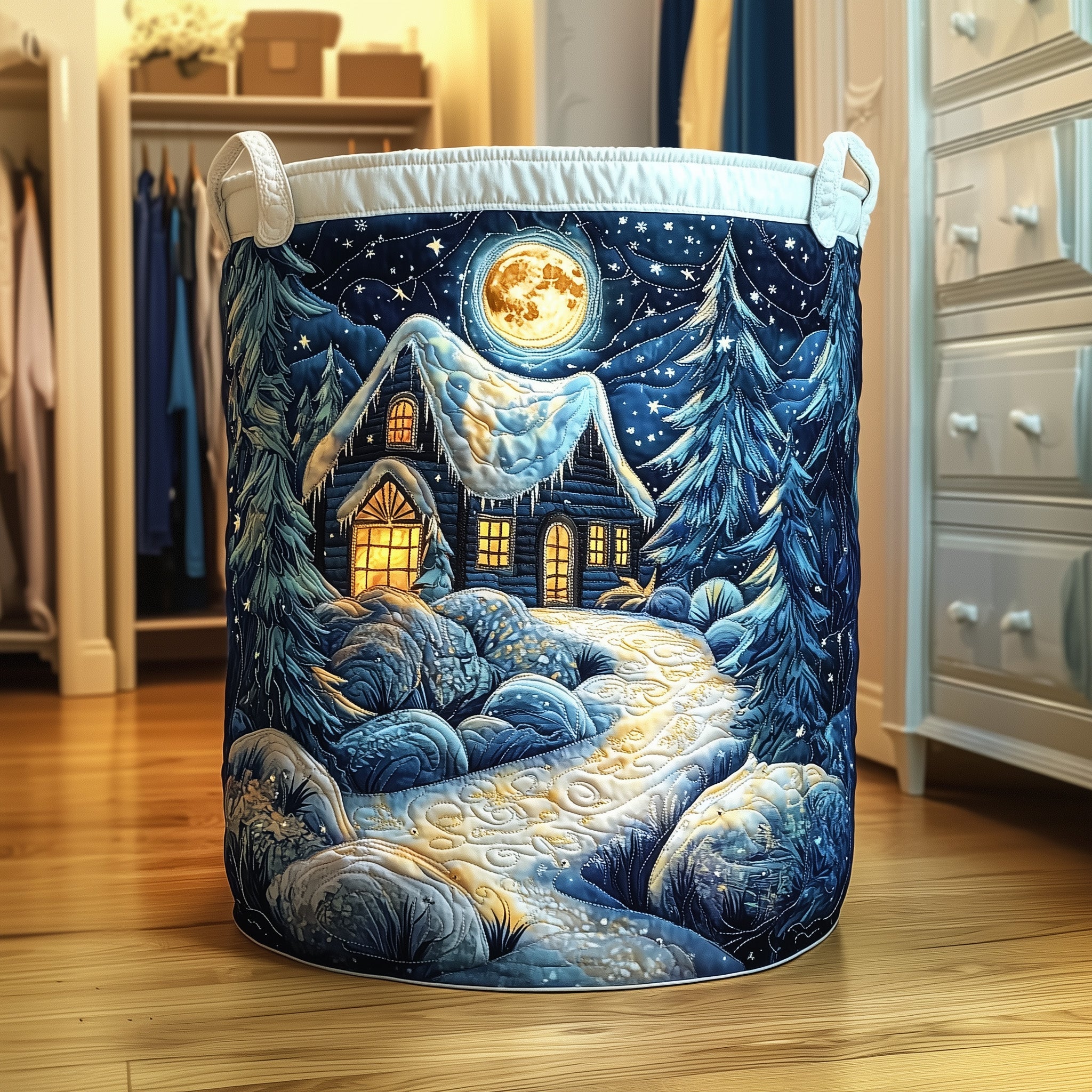 Snowy Village Quilted Laundry Basket Christmas Gift Ideas For A Daughter