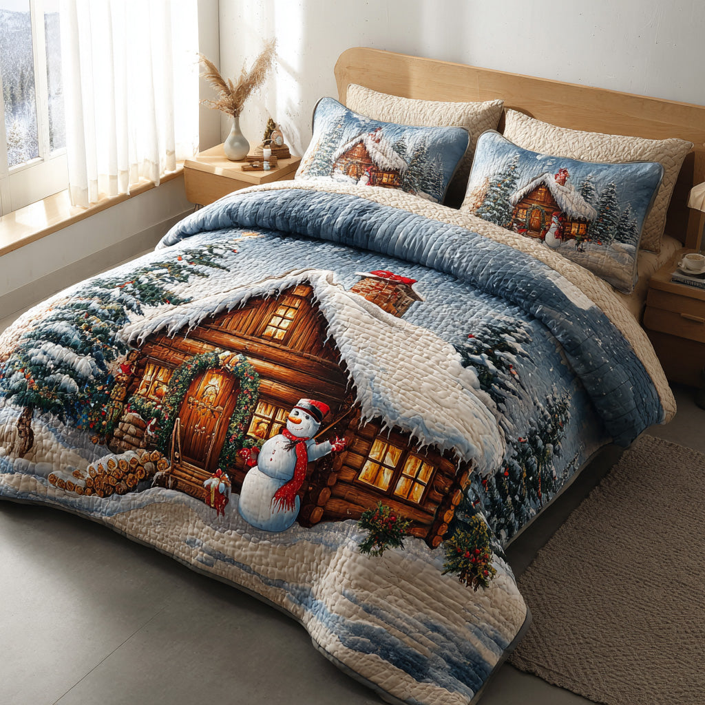 Snowy Welcome Quilted Bedding Set Holiday Duvet Covers Mother In Law Presents Christmas