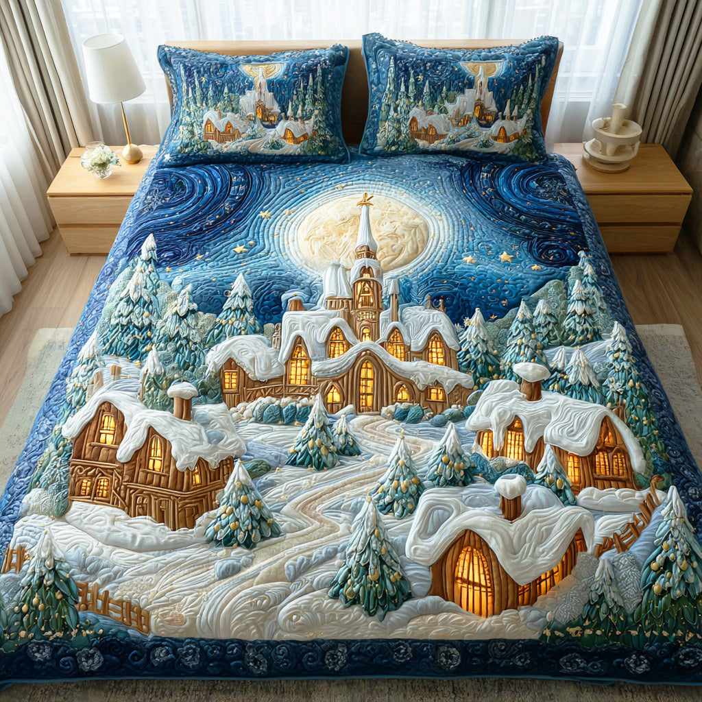 Snowy Whispers Quilted Bedding Set Best Holiday Duvet Covers Best Christmas Gifts For Women 2025