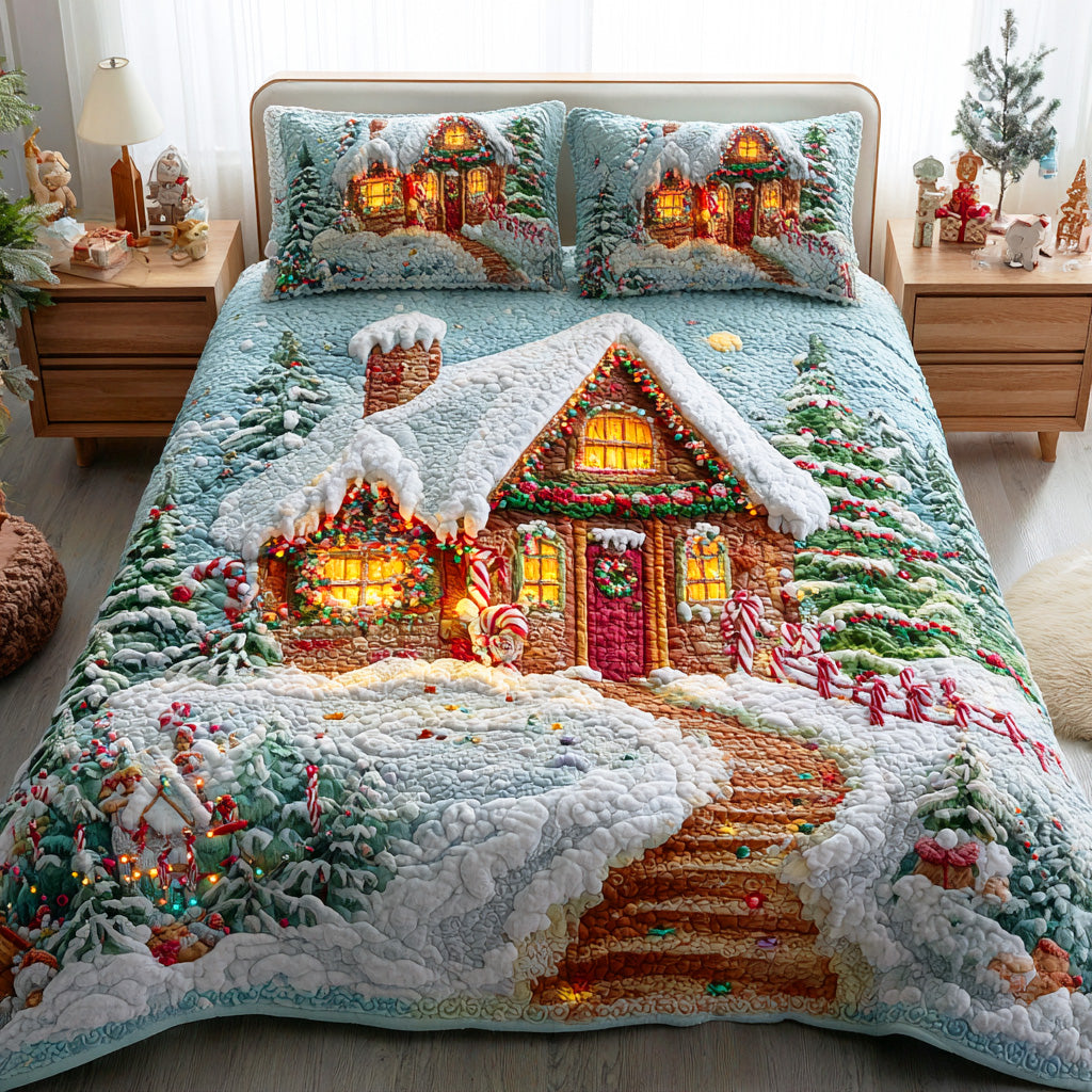 Snowy Whispers Quilted Bedding Set Perfect Bedding Gift Set for Family and Friends