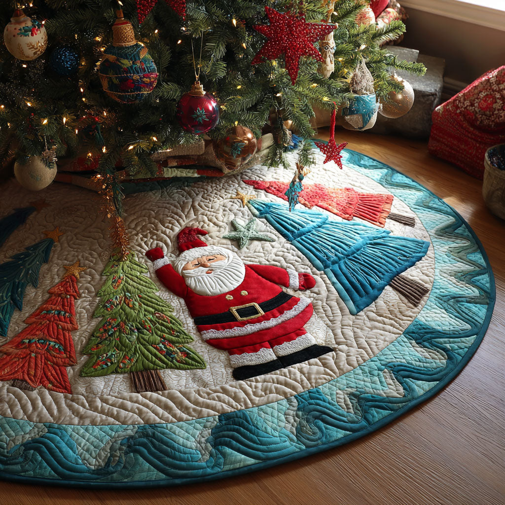 Snowy Woodland Glow Christmas Quilted Tree Skirt Holiday Decor Indoor Unique Christmas Gifts 2025