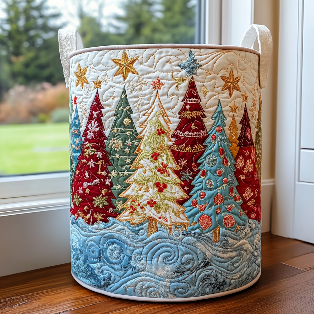 Snowy Woods Quilted Laundry Basket Top Choice For Housewarming