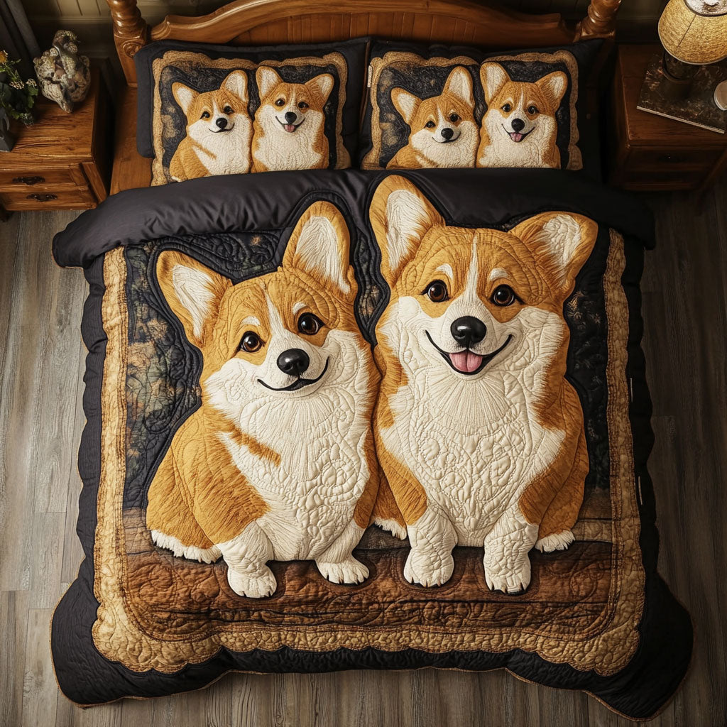 Snuggle Corgi Friend Quilt Bedding Set Twin Duvet Covers Pet Lover Holiday Gift for Family