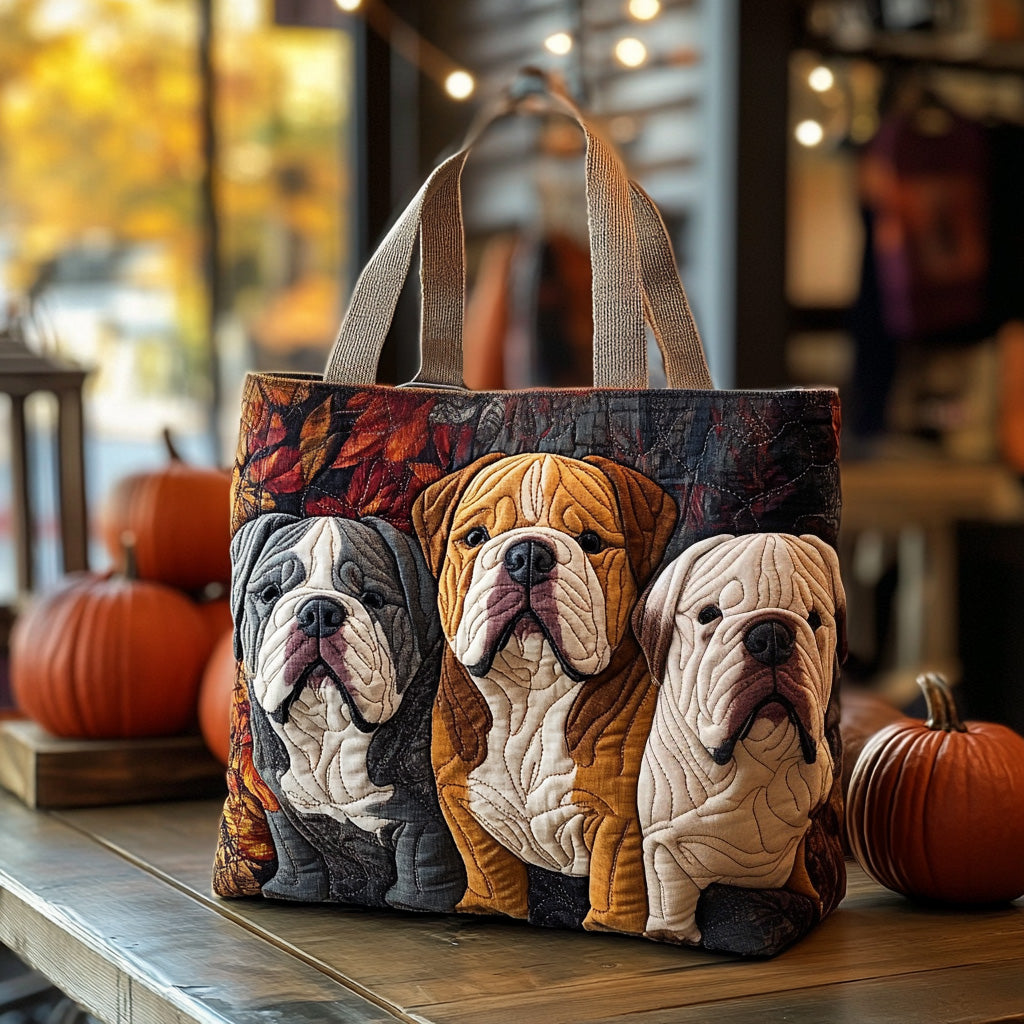 Snuggle Pup Fall Quilted Tote Bag Christmas Gifts For Dog Owners