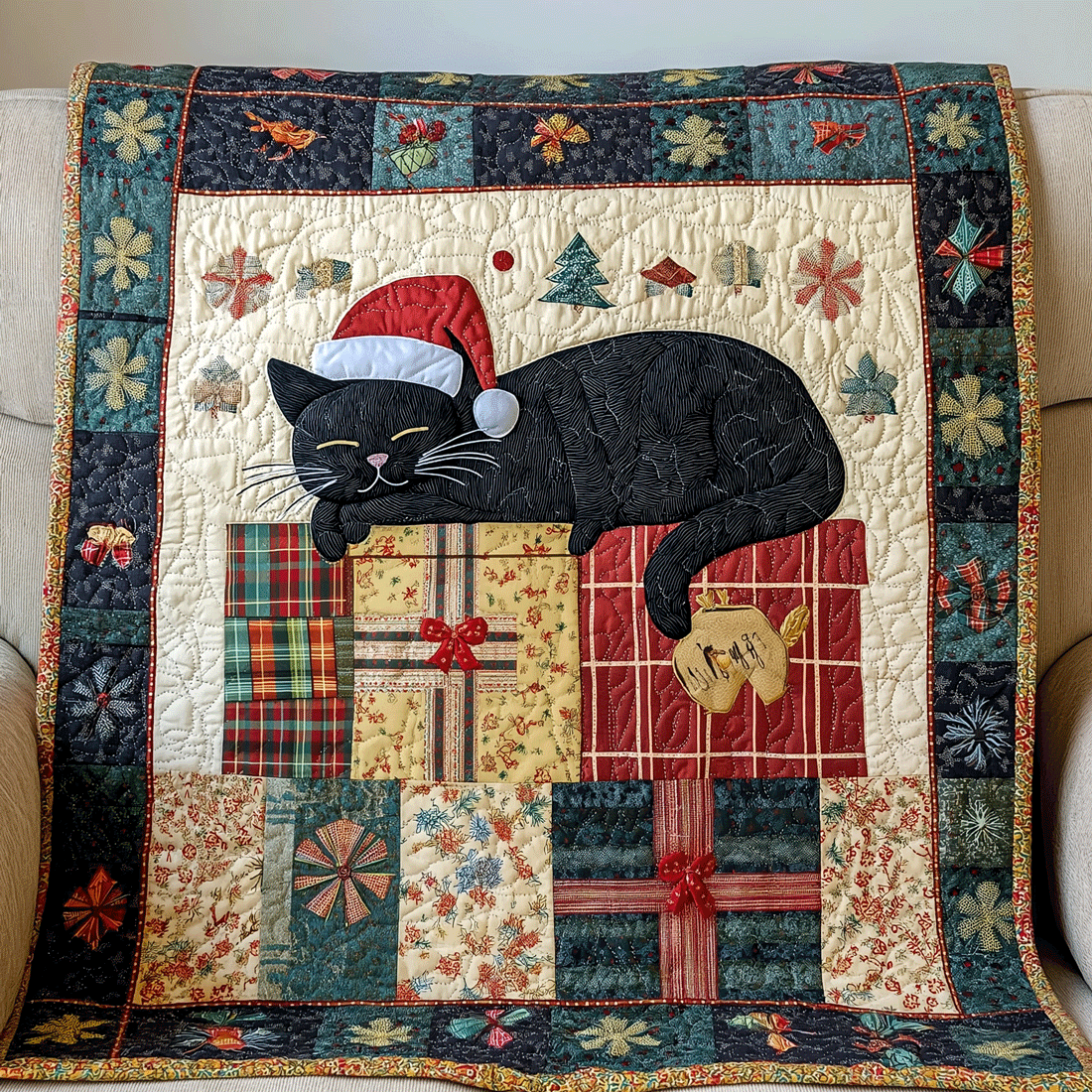 Snuggly Cat Sips Quilted Blanket Best Gifts For Cat Lovers