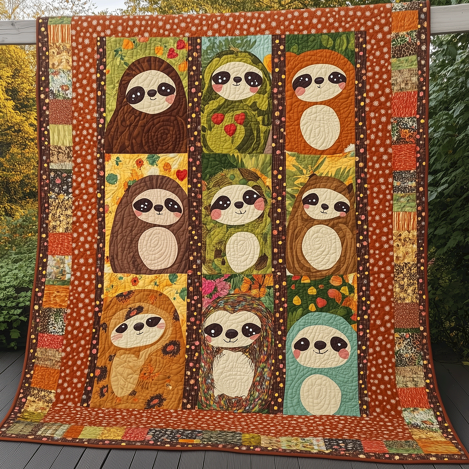 Snuggly Sloths Quilted Blanket Sloth Gift Idea