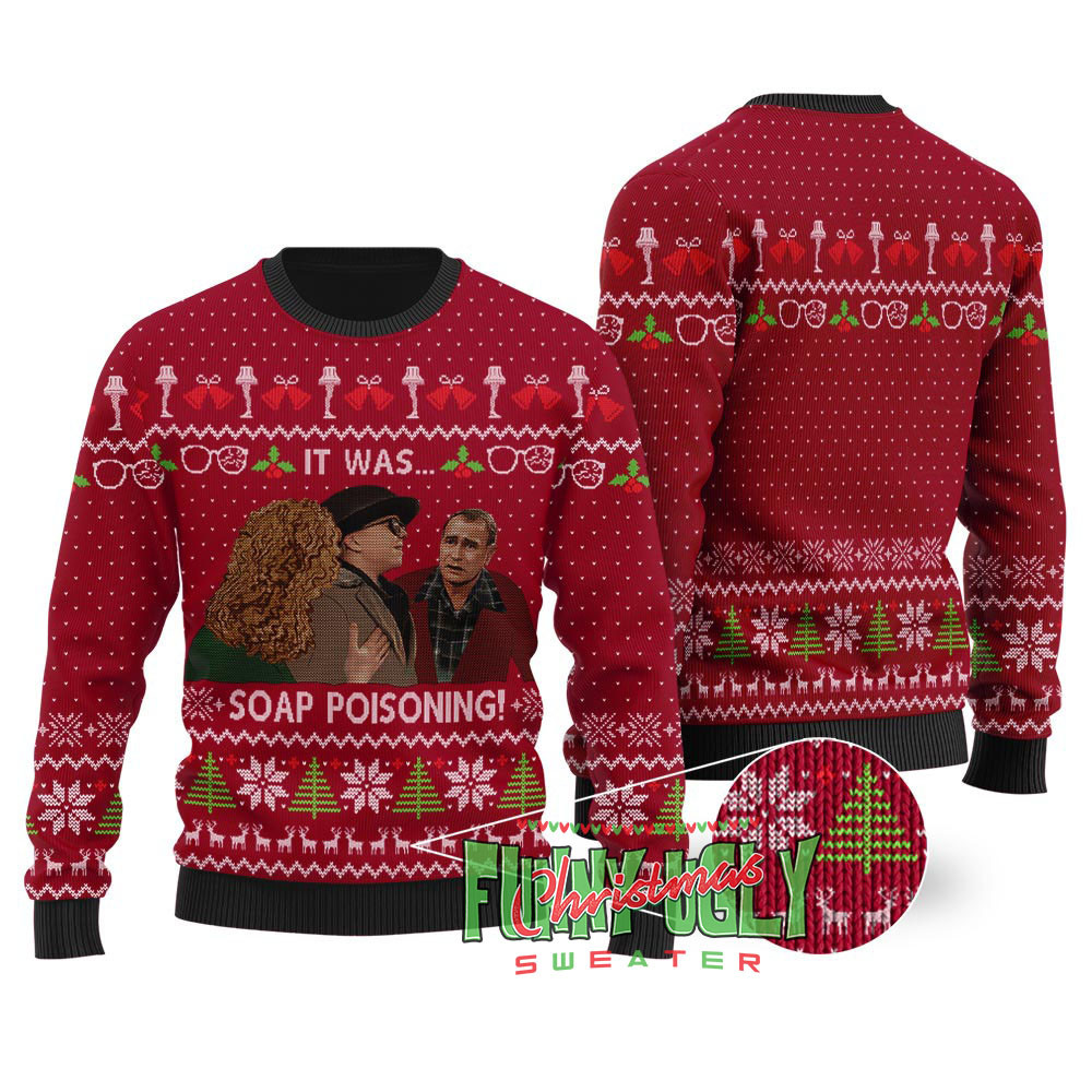 Soap Poisoning A Christmas Story Ugly Sweater Cardinal Red Trending Christmas Merch Gift 2025 Collection