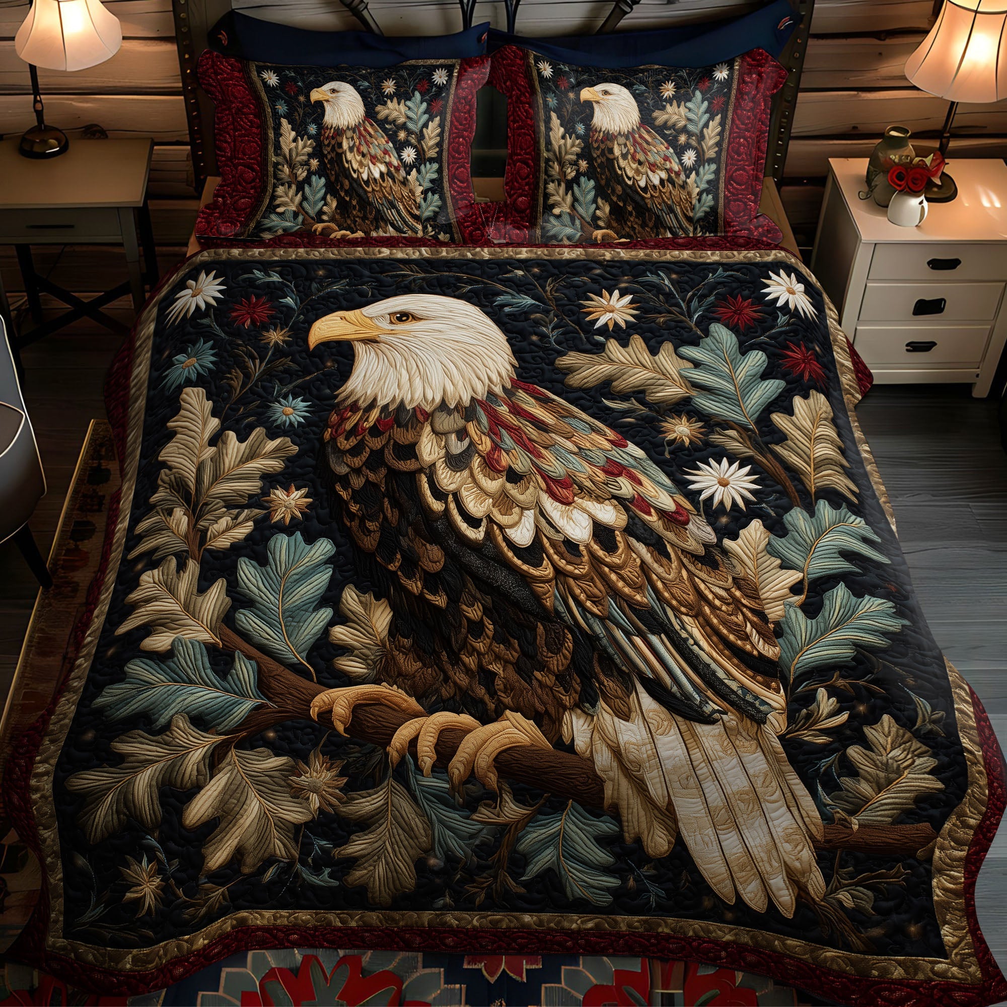 Soar for Freedom Quilted Bedding Set Best Bedspread Set Patriotic Best Eagle Gifts