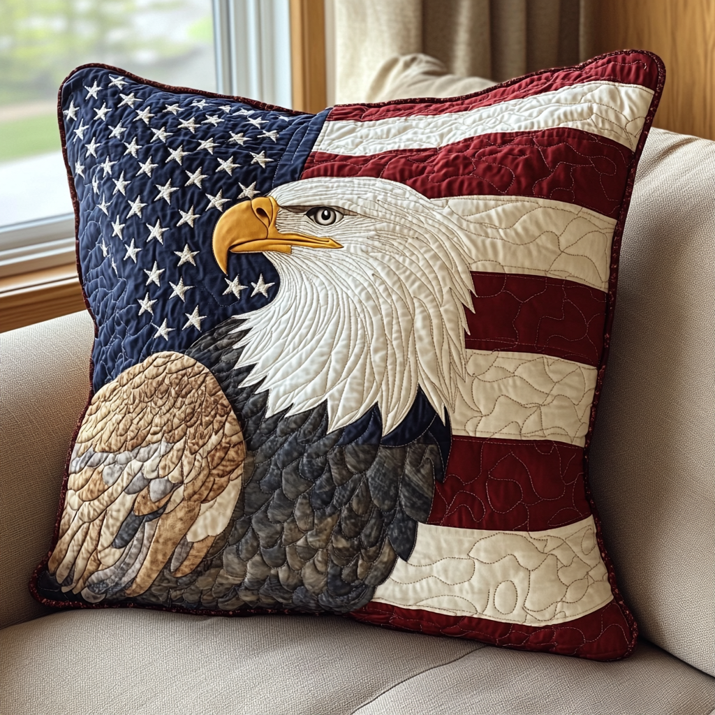 Soaring Eagle Quilted Pillow Case Best Throw Pillow Covers Patriotic Bald Eagle Gifts