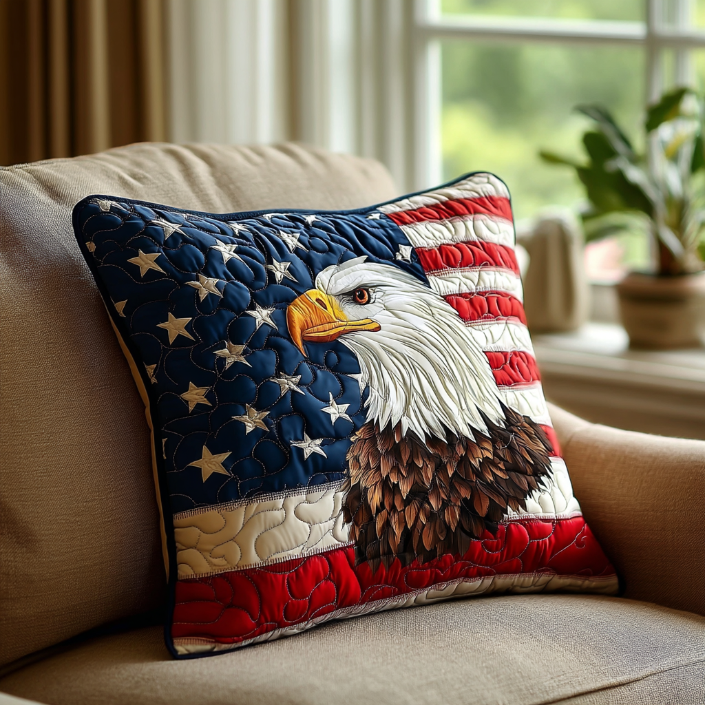 Soaring Eagle Quilted Pillow Case Nice Pillow Covers Patriotic Eagle Items Gifts