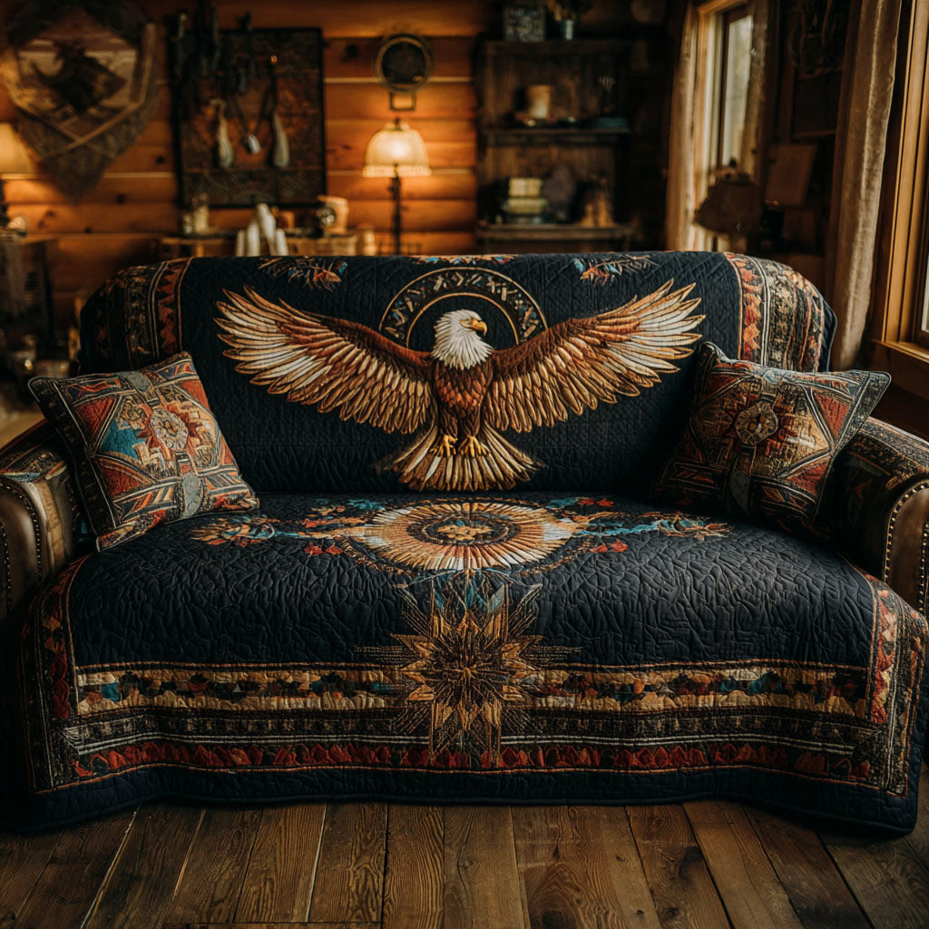 Soaring Eagle Quilted Sofa Cover Holiday Couch Covers Native American Themed Gifts For Her