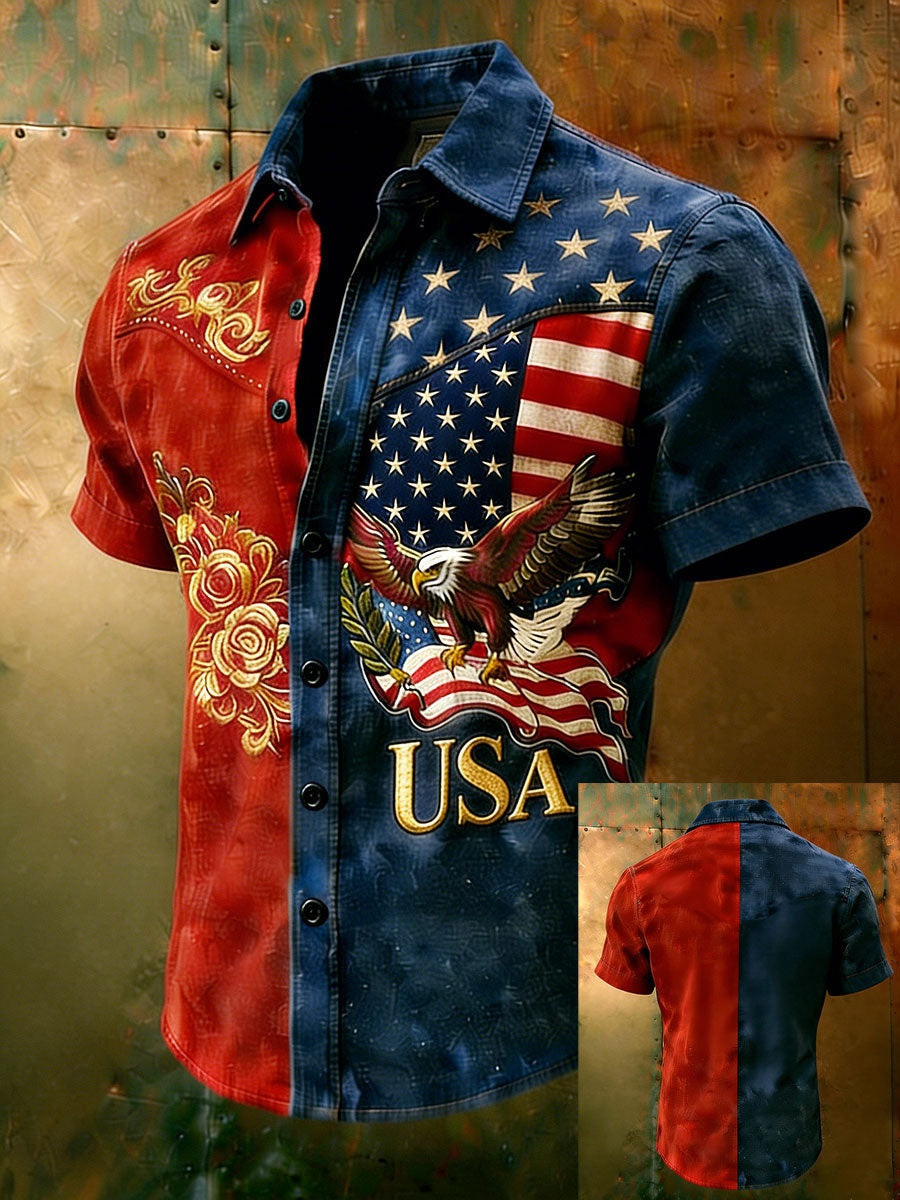 Soaring Eagle USA Western Button Up Shirt Mens Shirts 250th Anniversary Patriotic Gift For Him