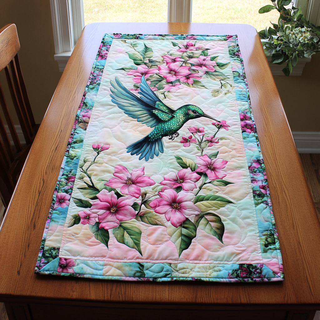Soaring Hummingbird Quilted Table Runner Dining Table Decor Ideas Novelty Hummingbird Presents