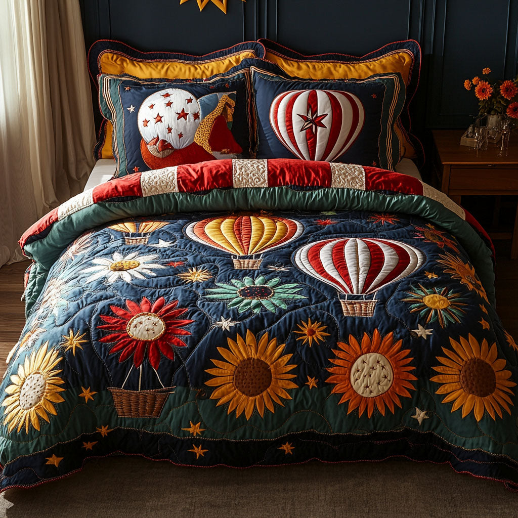 Soaring Over Sunflower Hills Quilted Bedding Set Cozy Bedding Merch Gift That Brings Sweet Dreams