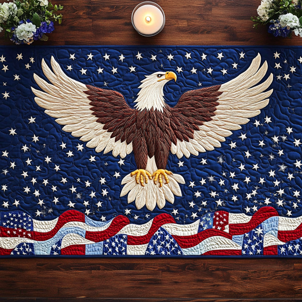 Soaring Pride Quilted Table Runner Kitchen Table Decor Ideas Patriotic Gifts For Women