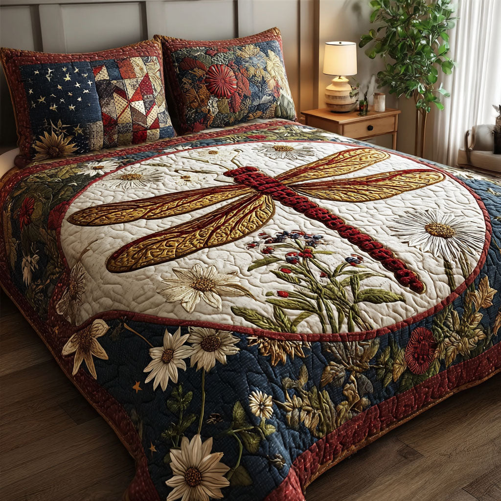 Soaring the Skies Quilted Bedding Set Best Comforter Sets Dragonfly Gifts For Him