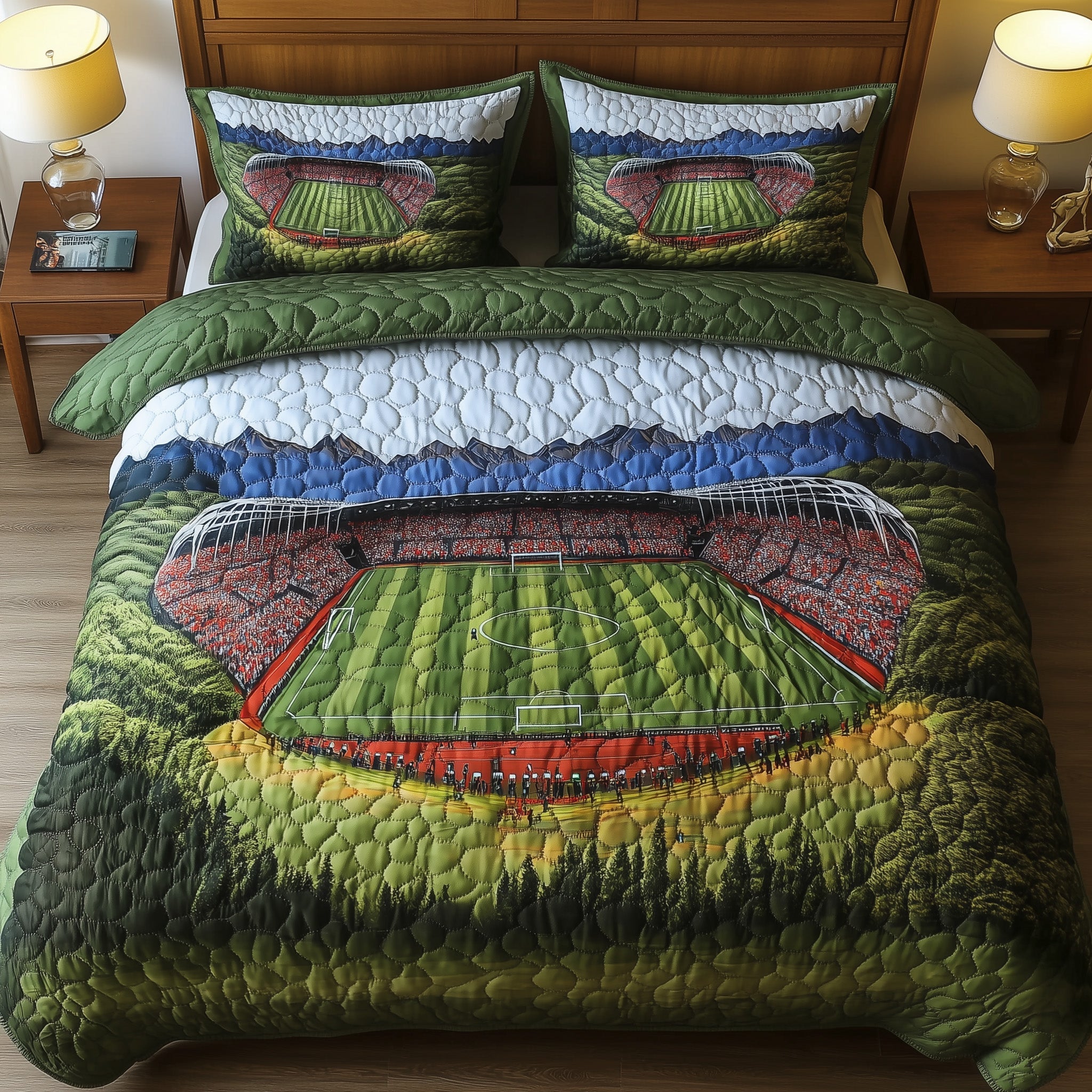 Soccer Field of Dreams Quilted Bedding Set Duvet Cover Merchandise Best Football Gifts