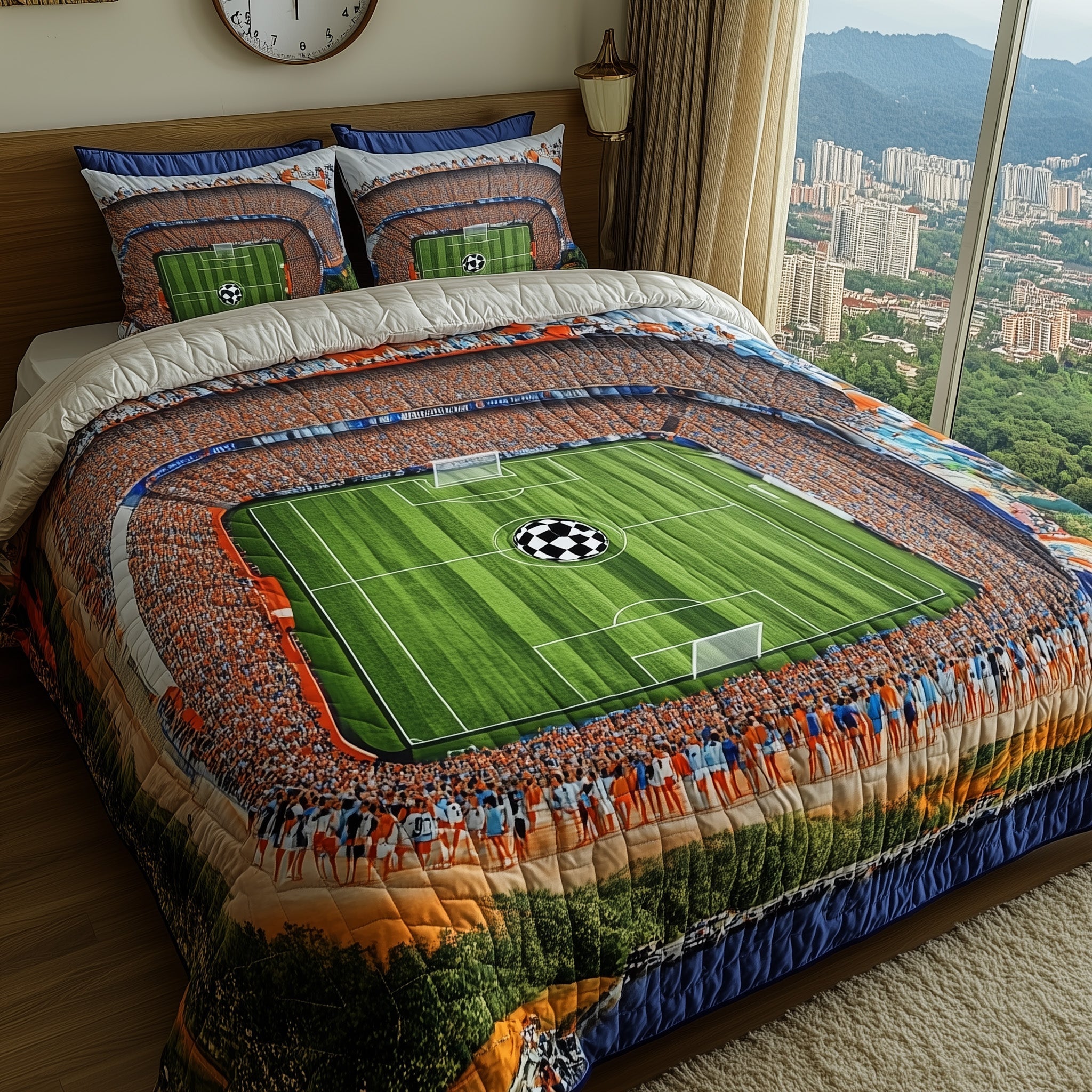 Soccer Field of Dreams Quilted Bedding Set Duvet Cover Merchandise Christmas Gifts For Football Players