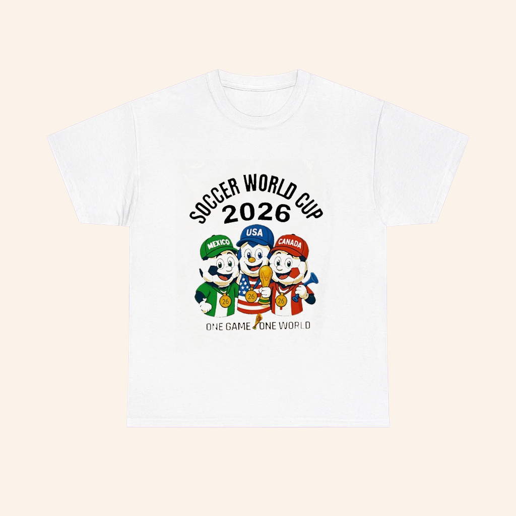Soccer World Cup 2026 Mexico Usa Canada One Game One World Mascots T Shirt Soccer World Cup 2026 Mexico Usa Canada One Game One World Mascots T Shirt
