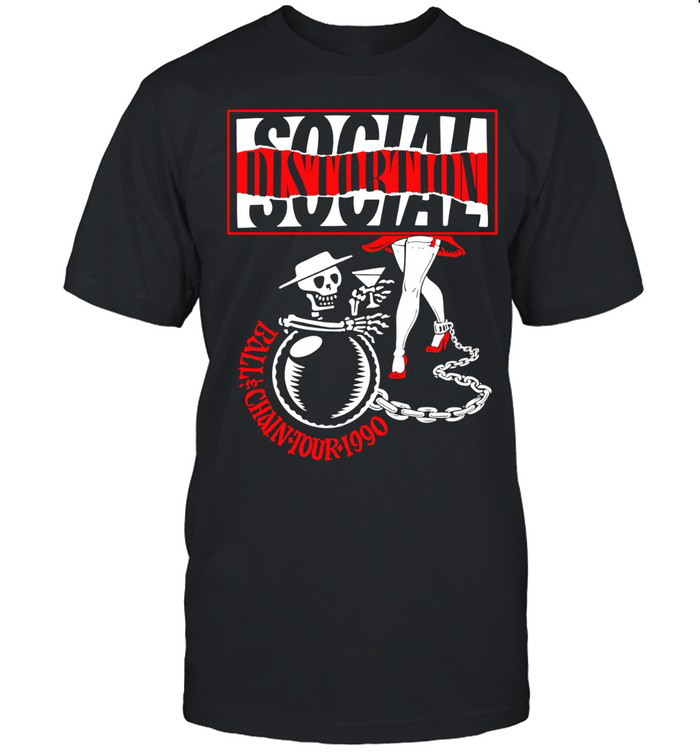 Social Distortion Ball Chain T-Shirt Skeleton Legs Chain Merchandise Music Fan Present