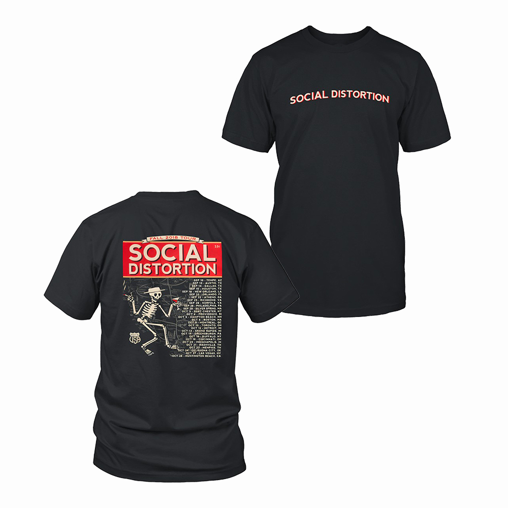 Social Distortion Fall 2018 Tour T-Shirt Skeleton Tour Dates Shirt Music Lover Present
