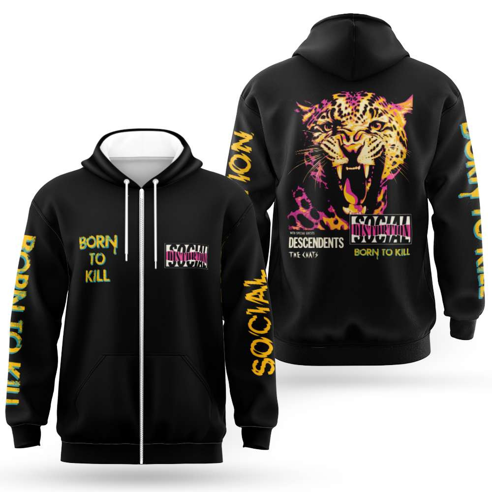 Social Distortion Merch Born To Kill Tiger Hoodie Gift For Music Enthusiasts
