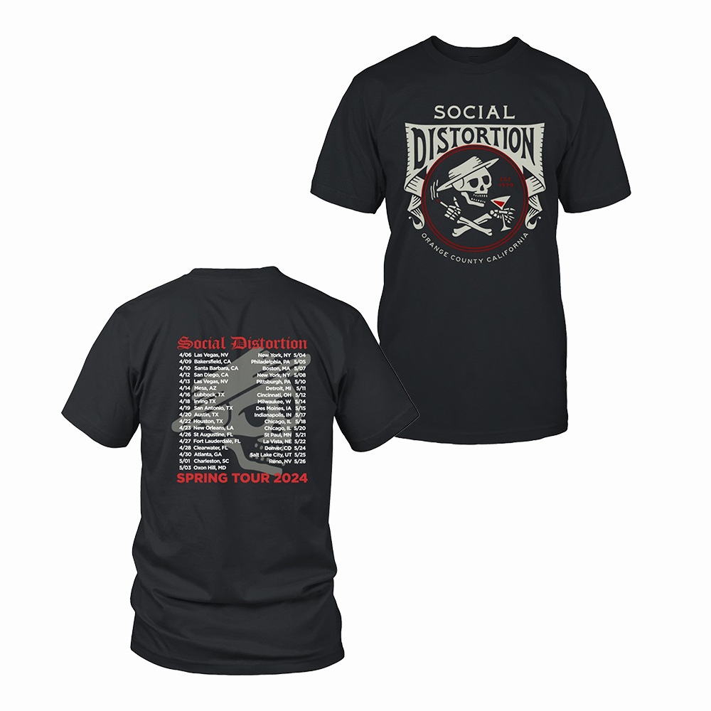 Social Distortion Skull Tour T-Shirt Spring Tour 2024 Dates Apparel Music Lover Present