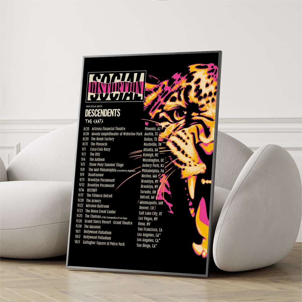 Social Distortion Tiger Concert Poster Concert Tour Dates Listed Merch Music Lover Present