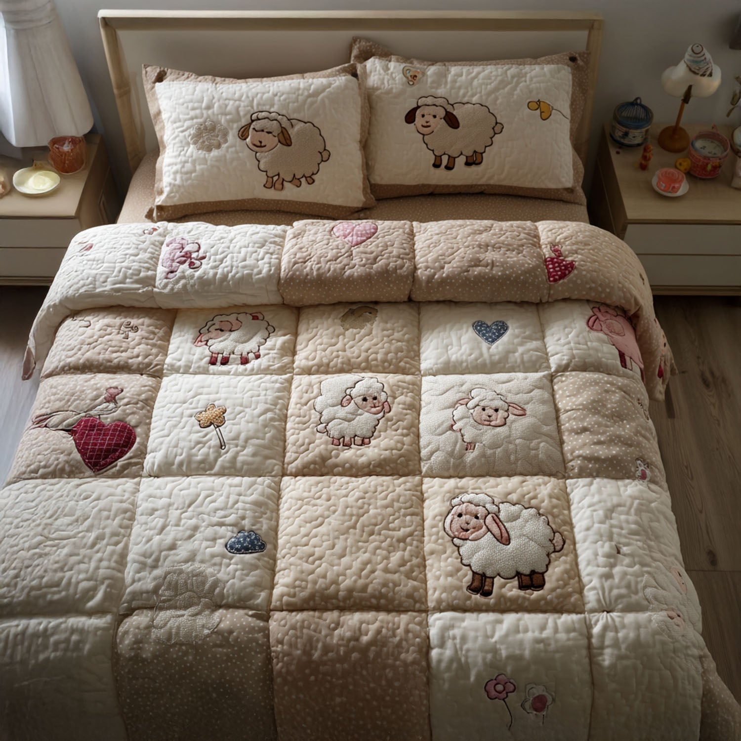 Soft and Sweet Quilted Bedding Set Aesthetic Room Decor Sheep Gifts For Men