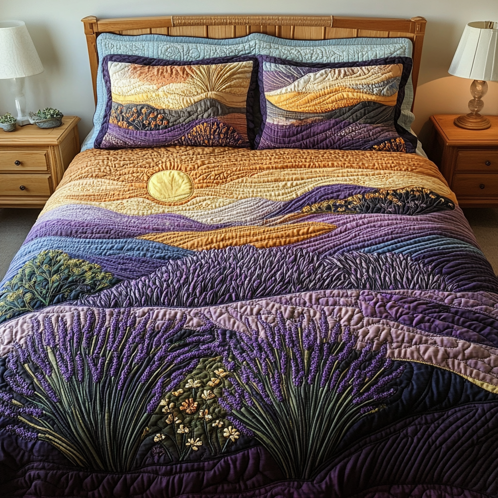 Soft Bloom Quilted Bedding Set Cool Bedroom Decor Lavender Lover Gifts For Her