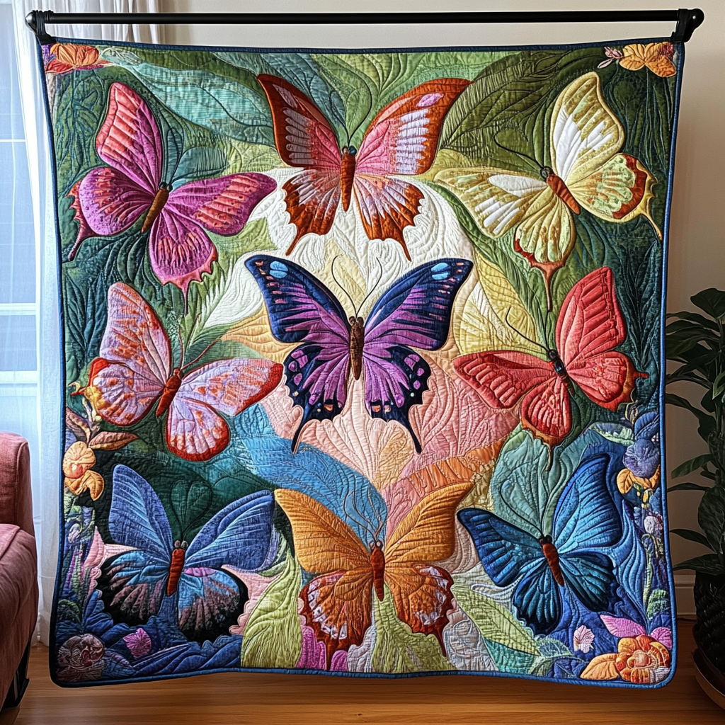Soft Breeze Quilted Blanket Cute Throw Blanket Best Butterfly Lover Gifts For Her