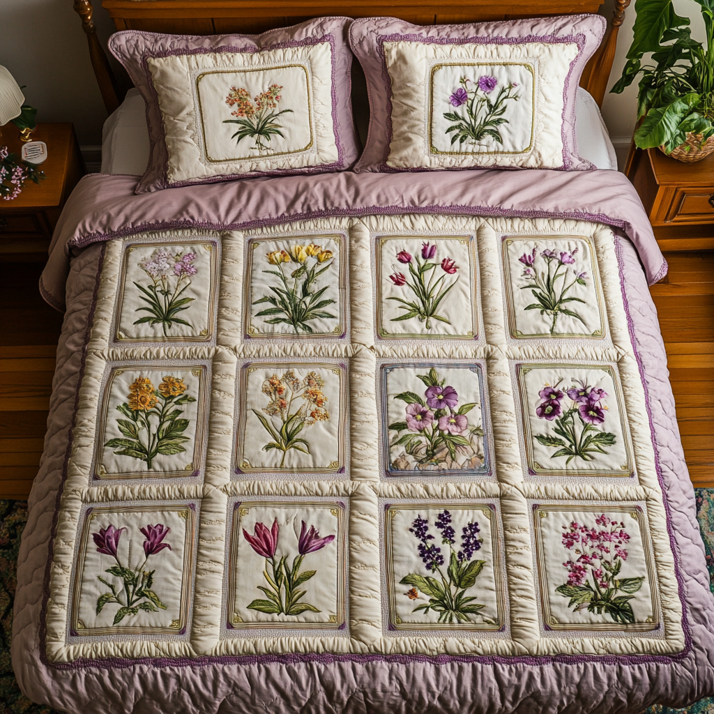 Soft Florals Quilted Bedding Set Best Comforter Sets Best Gifts For Flower Lovers