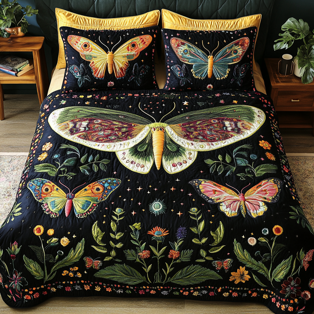 Soft Gleam Quilted Bedding Set Cute Room Decor Gift For Butterfly Lover
