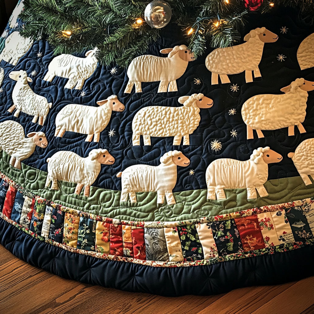 Soft Hooves Quilted Christmas Tree Skirt Winter Holiday Decor