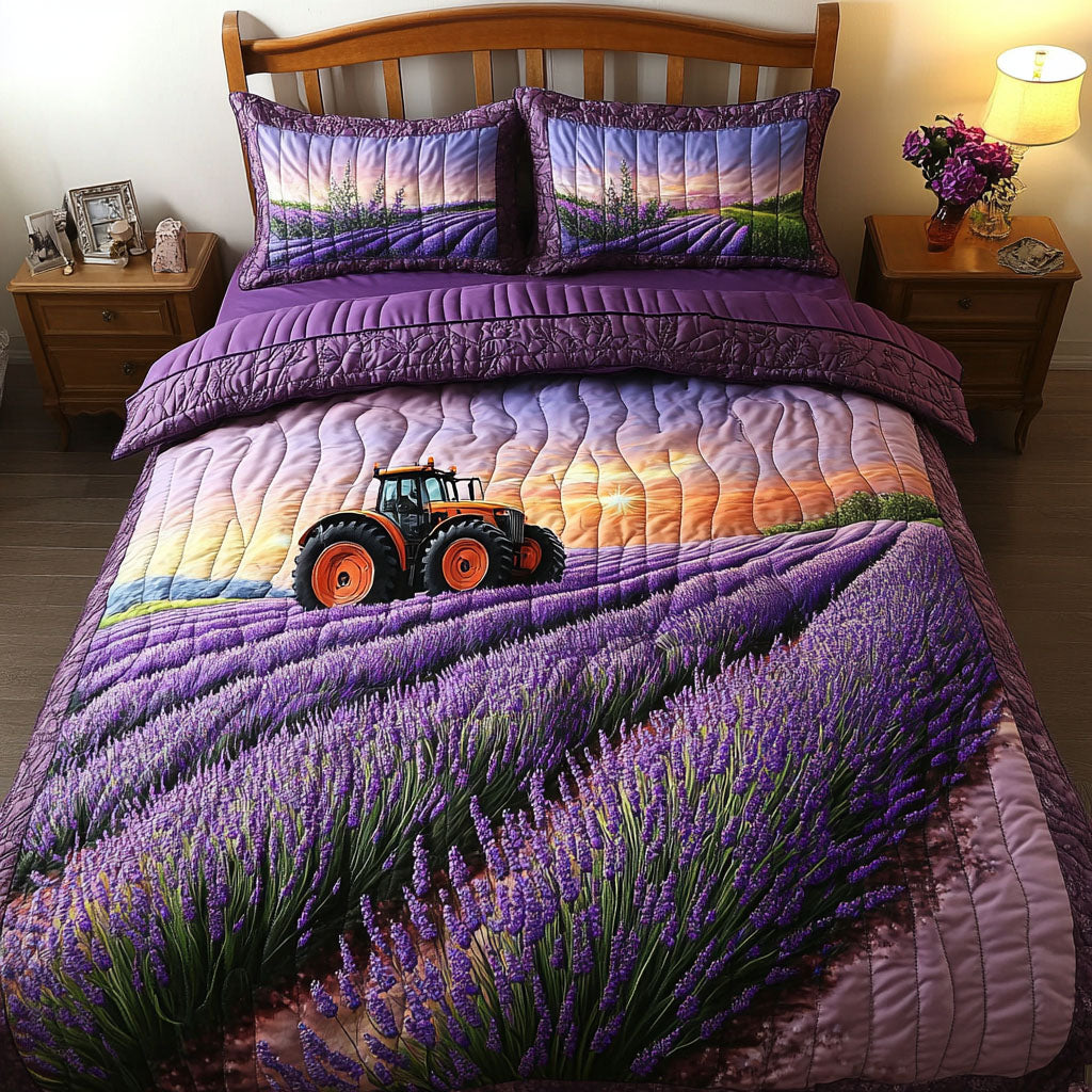 Soft Lavender Waves Quilted Bedding Set Aesthetic Room Decor Lavender Items For Gifts