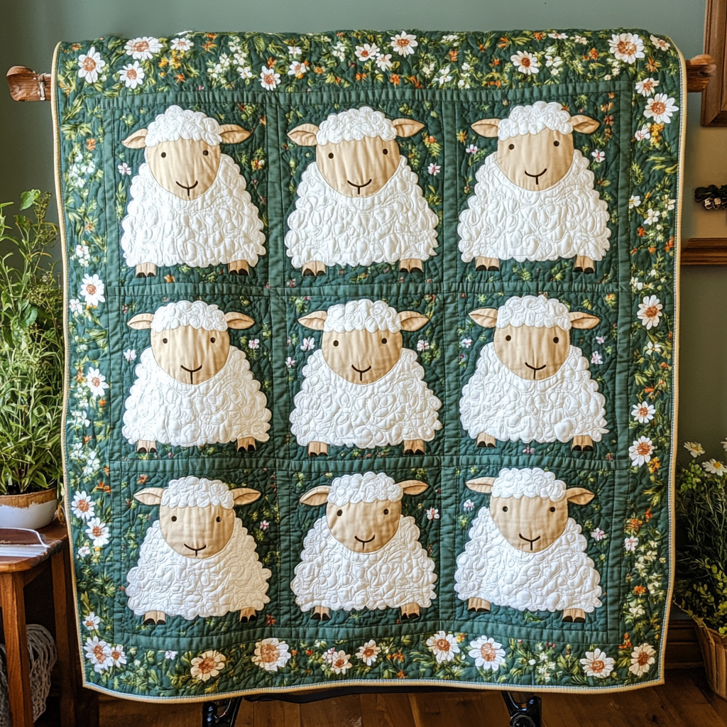 Soft Meadow Quilted Blanket Gifts For Sheep Lovers